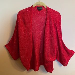 Iman red sparkly open front sweater. Sz XL Never worn